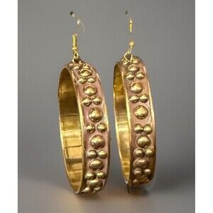 Large Bangle Hoop Earrings Gold Tone Statement Fashion Jewelry